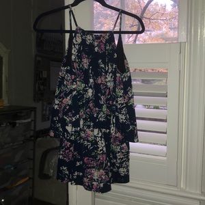 Aqua floral halter romper